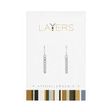 Silver CZ Bar Dangle Layers Earrings