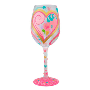 Lolita My Hearts-a-Swirl Handpainted Wine Glass, 15 oz.