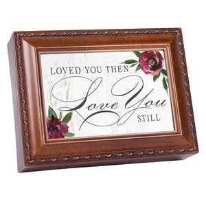 Loved you then, Love you still Woodgrain Embossed Jewelry Music Box Plays ""Wonderful World"