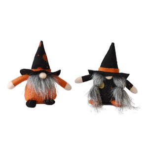 Gnome with Black Witch Hat Stuffed Plush Figurine 5.75"