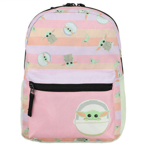 Star Wars The Mandalorian Baby Yoda Grogu Pastel Pink Digital Print Mini Backpack