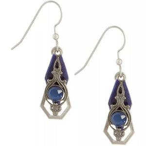Silver Forest Blue Enamel Stone Layered Earrings