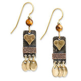 Silver Forest Earrings Gold Heart Layered Black