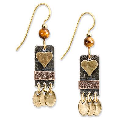 Silver Forest Earrings Gold Heart Layered Black – Steve's Hallmark
