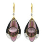 Silver Forest Earrings Gold Pink Stone on Black White Teardrop