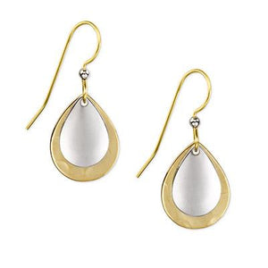 Silver Forest Earrings Gold White Layered Tear Drop