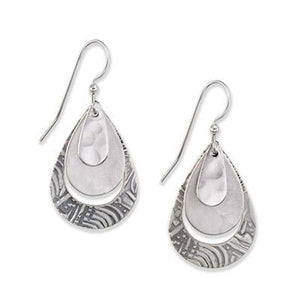 Silver Forest Earrings Silver Triple Layer Teardrops