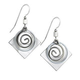 Silver Forest Earrings Silver Round Swirl on Rhombus