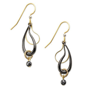 Silver Forest Earrings Gold Black Free Form Mixed Metal Layers