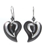Silver Forest Earrings Silver Black Layered Heart