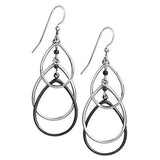 Silver Forest Earrings Silver Black Oval Layers