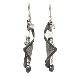 Silver Forest Metal Wrap Linear Bead Earrings