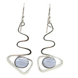 Silver Forest Earrings Silver Twist with Blue Bead