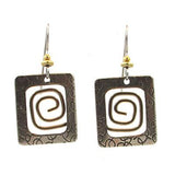 Silver Forest Earrings Silver with Gold Coil in Open Square