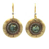 Silver Forest Earrings Gold Round with Green Stone