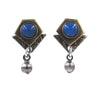 Silver Forest Earrings Silver Blue Stone on Layered Shapes