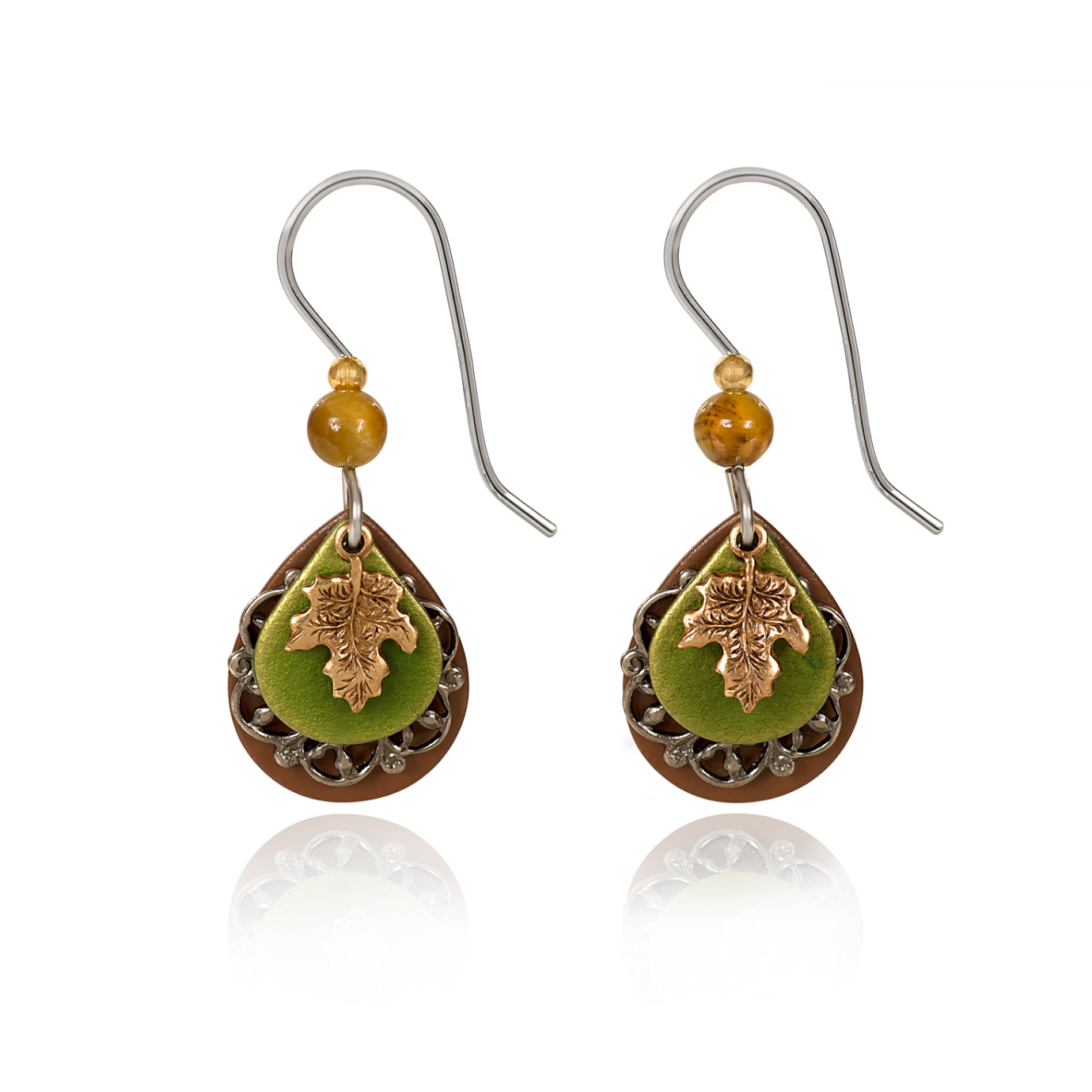 [Golden dew] ☆18K☆Forest Lane 3 Earrings Golden Leaf Drop Earrings