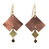 Silver Forest Mixed Metal Side Square Duo Earrings