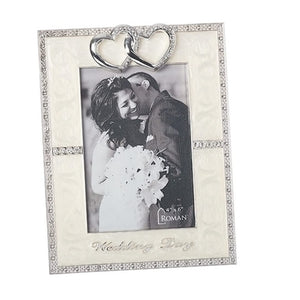 Two Hearts as One Wedding Day Picture Frame Holds 4"x6" Photo