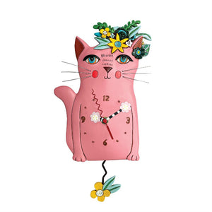Allen Designs Pretty Kitty Pink Clock