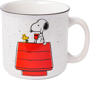 Peanuts Snoopy and Woodstock on Dog House 20 oz. Ceramic Camper Mug