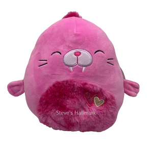 Valentine Squishmallow Pepper the Pink Walrus with Jewel Tone Fuzzy Belly 8" Stuffed Plush by Kelly Toy