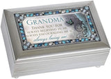 Grandma Thank You Jeweled Silver Finish Jewelry Music Box Plays Tune Edelweiss 