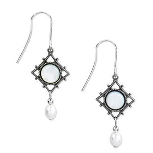 Silver Forest Earrings Silver Shaped Filigree White Stone White Bead