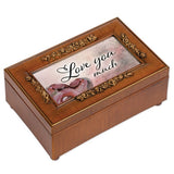 Love You Much Brown Woodgrain Petite Music Box Plays Wind Beneath My Wings