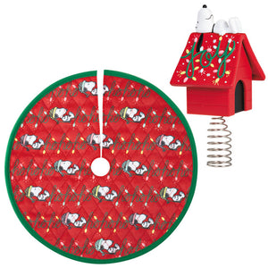 Hallmark 2023 Mini The Peanuts® Gang Snoopy Christmas Tree Topper and Tree Skirt, Set of 2