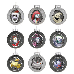 Hallmark 2023 Disney Tim Burton's The Nightmare Before Christmas Halloween Town Glass Ornaments, Set of 9