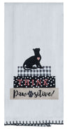 Think Pawsitive Cat Embroidered Tea Towel