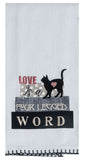 Cat Love is a Four Legged Word Embroidered Tea Towel