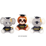 9.5" Graduation Elephant, Sloth, Koala with Black Cap and Gown Stuffed Plush