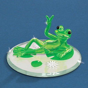 Peace is Good Frog Glass Figurine