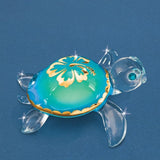 Aloha Sea Turtle with 22Kt Gold Trim and Hawaiian Flower Glass Figurine