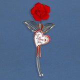 I Love You Red Rose On Stem Glass Figurine