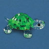 Green Turtle with Green Crystal Eyes Glass Figurine