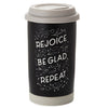 Hallmark Rejoice Repeat Ceramic Travel Mug 12 oz.