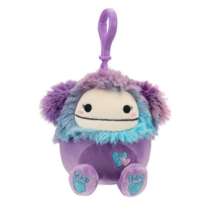 Valentine Squishmallow Eden the Purple Bigfoot Yeti with Hearts 3.5" Clip Stuffed Plush by Kelly Toy