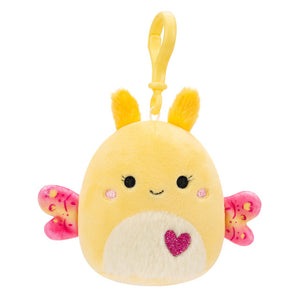 Valentine Squishmallow Miry the Yellow Moth with Heart 3.5" Clip Stuffed Plush by Kelly Toy