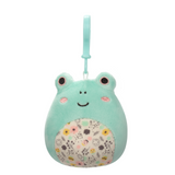  Spring Squishmallow Fritz the Light Green Frog with Floral Print Belly 3.5" Clip Stuffed Plush by Kelly Toy