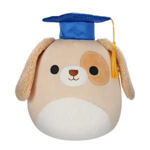 Squishmallow Harris the Brown Spotted Dog with Graduation Cap 8" Stuffed Plush by Kelly Toy