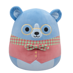  Spring Squishmallow Ozu the Periwinkle Bear In Vest with Glasses 12" Stuffed Plush by Kelly Toy