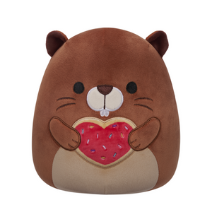 Valentine Squishmallow Chip the Brown Beaver I Got That Heart 5" Stuffed Plush by Kelly Toy