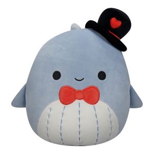 Valentine Squishmallow Samir the Blue Whale with Top Hat 8" Stuffed Plush by Kelly Toy