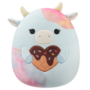 Valentine Squishmallow Caedia the Blue Spotted Cow I Got That Ice Cream 8" Stuffed Plush by Kelly Toy