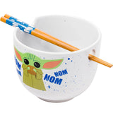 20 Oz. Star Wars the Mandalorian Baby Yoda Grogu Nom Nom Ramen Bowl with Chopsticks