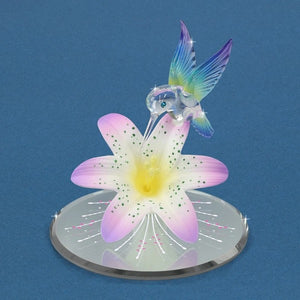Lavender Tiger Lily with Hummingbird Glass Figurine