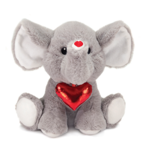 9.5" Gray Elephant with Glitter Heart Necklace Stuffed Plush